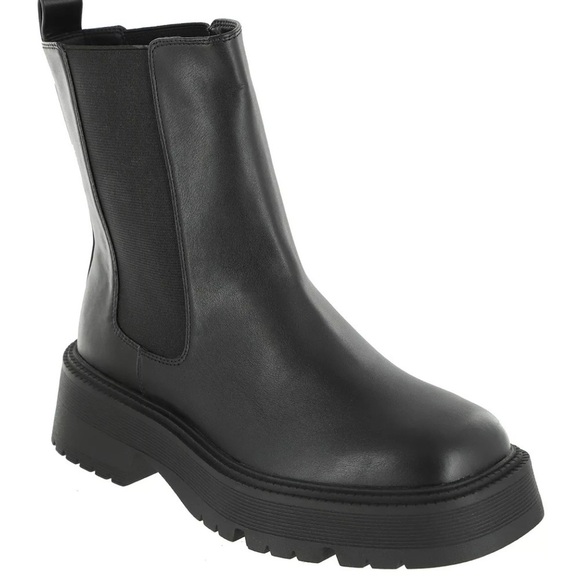MIA LENIA CHUNKY LEATHER CHELSEA BOOTS BLACK NEW - Picture 1 of 7
